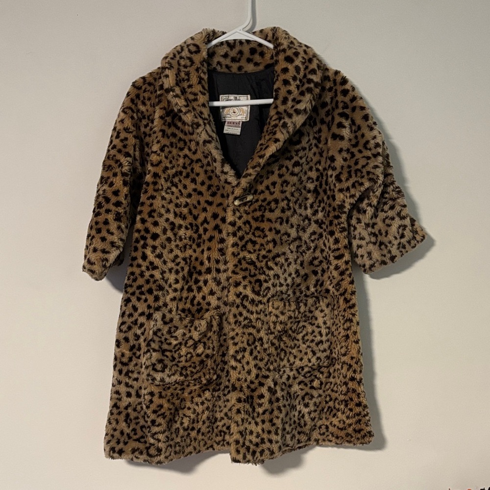 VTG Women’s Guess by Marciano Leopard Print Coat Sz. M **missing buttons**
